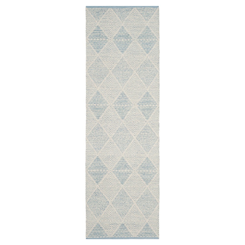  Runner Light Blue Geometric Woven