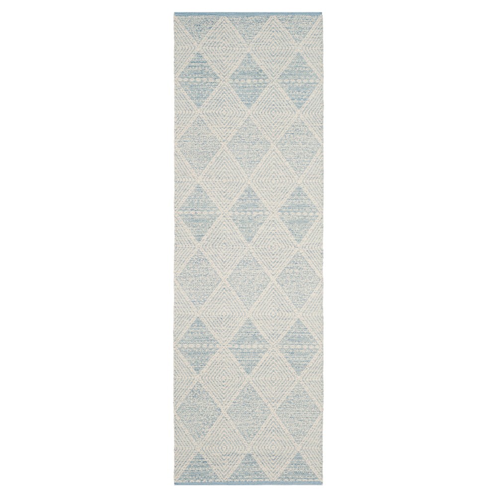 2'3inx7' Runner Light Blue Geometric Woven - Safavieh