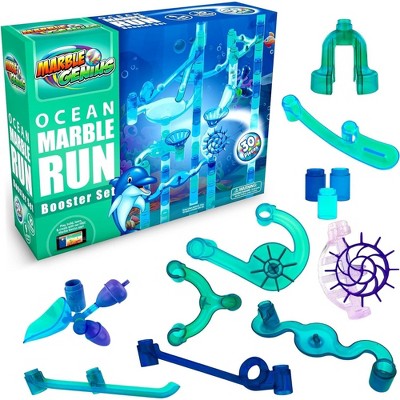 Marble Genius Marble Run Booster Set - 30 Pieces Total (10 Action Pieces Included), Construction Building Blocks Toys - Ocean