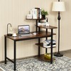 Costway Computer Desk Writing Study Table with Storage Shelves Home Office Rustic Brown - 4 of 4