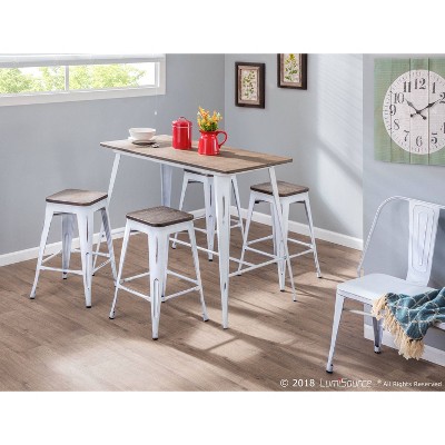 Vintage White & Espresso Reclaimed Wood Counter Height Table