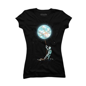 Junior's Design By Humans Moon catcher By radiomode T-Shirt - 1 of 2