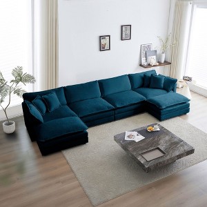 NicBex Couches for Living Room Comfort U-Shaped Couch Chenille Modular Large Sectional Sofa with Reversible Chaise and Double Extra Ottomans - 1 of 4
