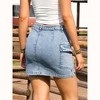INSPIRE CHIC Women's Stretchy Flap Pockets Cargo Summer Causal Denim Bodycon Mini Jean Skirts - 3 of 4