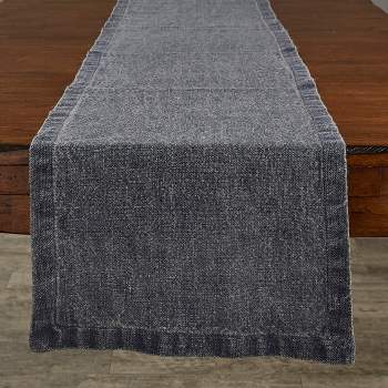 Split P Washed Linen Solid Table Runner - 60'' L - Blue