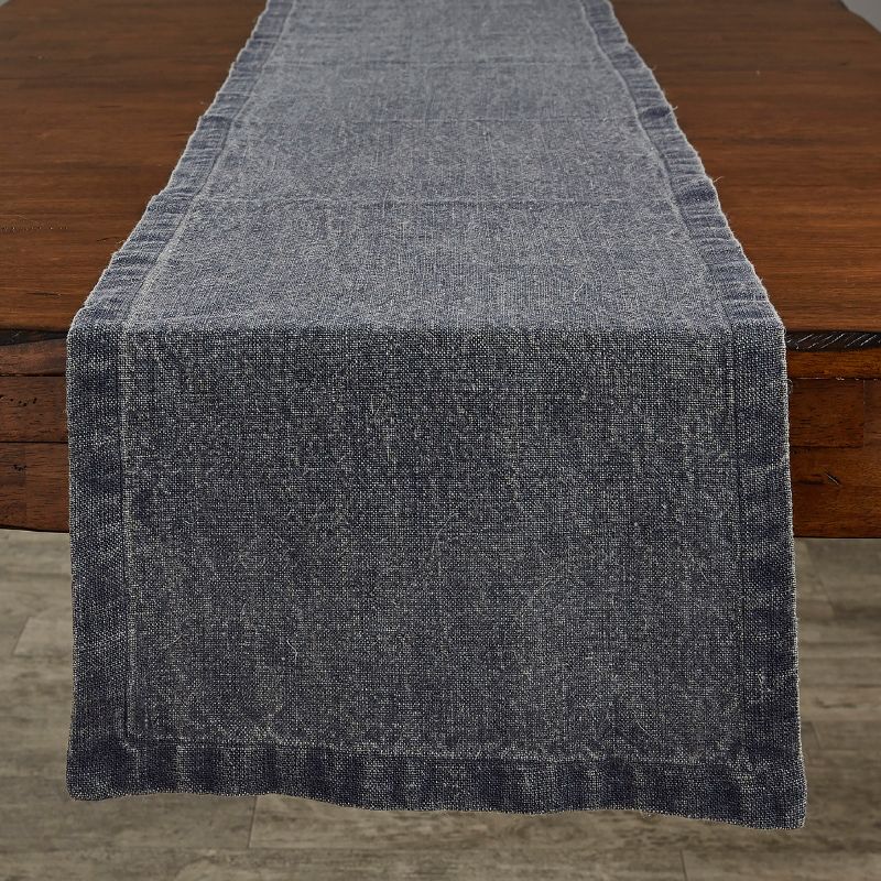 Split P Washed Linen Solid Table Runner - 60'' L - Blue, 1 of 5