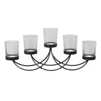 Decorative Metal Votive Candelabra Centerpiece Black - Stonebriar Collection