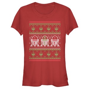 Juniors Womens Star Wars Ugly Christmas R2-D2 T-Shirt - 1 of 3