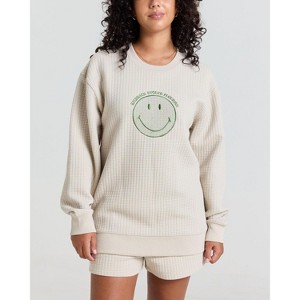 Samii Ryan | Smiley® Flourish Waffle Crewneck, Tan, Medium, 3 - 1 of 4