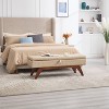 CAVINAS Rectangular Teddy Fabric Storage Ottoman Bench with Solid Wood Feet,Upholstered Storage Ottoman,Storage Benches for Living Room,Bedroom - 2 of 4