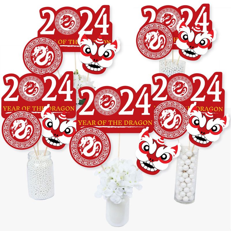 Big Dot of Happiness 2024 Year of the Dragon - Lunar New Year Centerpiece Sticks - Table Toppers - Set of 15, 2 of 9