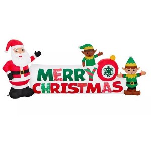 Gemmy 10FT Giant-Sized LED Merry Christmas Sign w/ Santa Clause & Elves Inflatable - 1 of 3