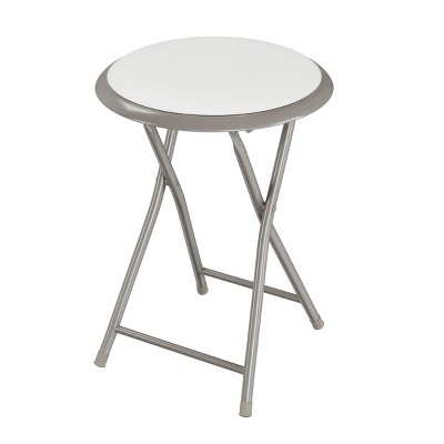 Hastings Home 18-Inch Heavy-Duty Folding Round Stool with 300lbs Weight Capacity, White