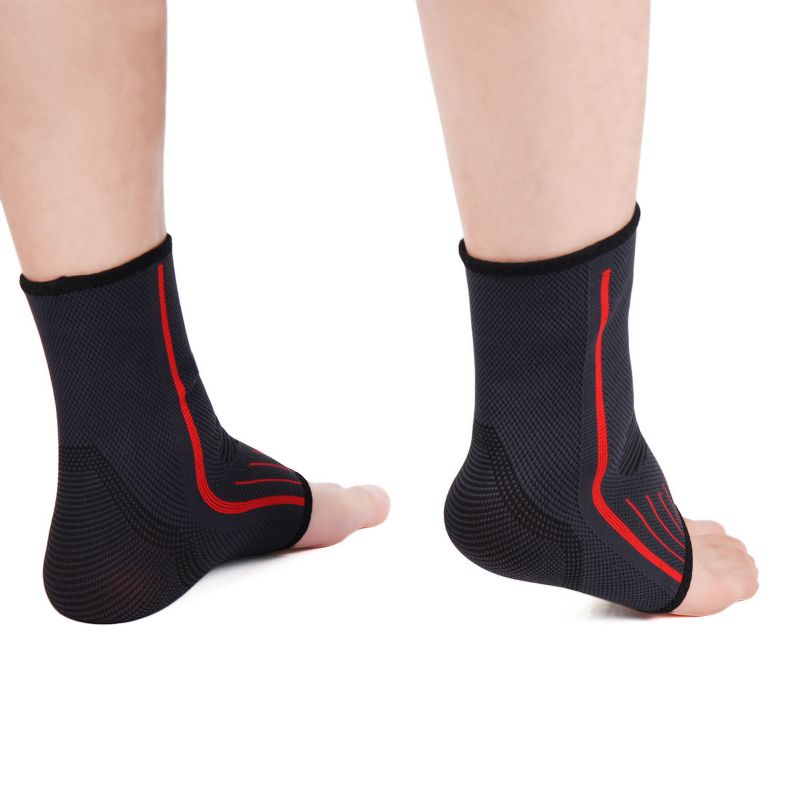 Unique Bargains 1 Pair Dark Gray Red Knitting Ankle Brace Support for Sport  Running Basketball, 2 of 6
