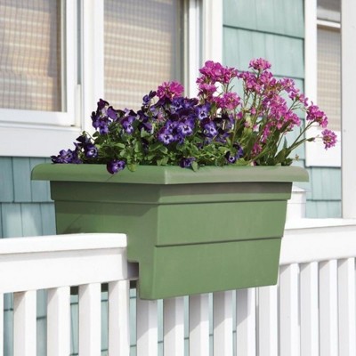 Sage Green 24" Resin Rectangular Rail Planter