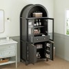 Airsurfer 71" Fluted Tall Arched Pantry Cabinet with Glass Doors, Adjustable Shelves & Hidden Drawer – Elegant Storage for Kitchen, Dining Room - 4 of 4