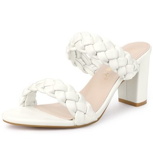 Allegra K Women's Braided Heeled Slip-on Chunky Heel Slide Sandals - 1 of 4