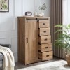 Bella Depot Farmhouse 5 Drawers Dresser with Sliding Barn Door - 3 of 4
