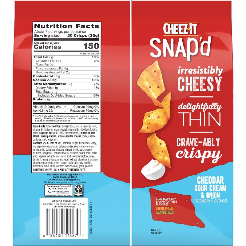 Cheez-It Snap'd Cheddar Sour Cream & Onion Crackers - 7.5oz, 5 of 7