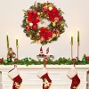 24 Inch Christmas Wreath for Front Door, Large Lighted Outdoor Xmas Wreath with 20 LED Lights Red Gold Xmas Balls for Fireplace Window Wall Decor - 2 of 4