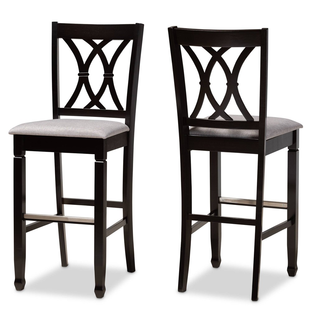 Photos - Chair Set of 2 Calista Barstool Gray/Espresso - Baxton Studio