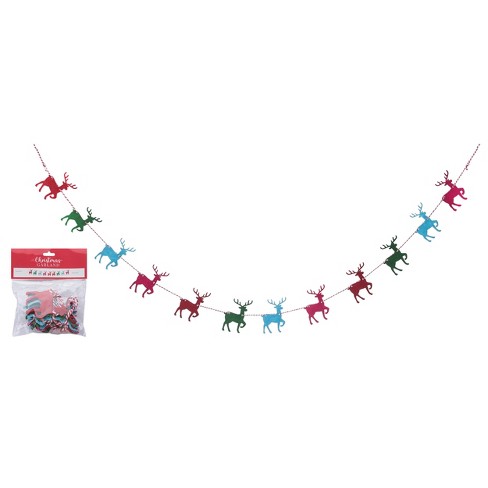 Transpac Fabric 68 in. Multicolor Christmas Prancing Reindeer Banner - image 1 of 3