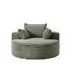 Grungis Round Corduroy Sponge Single Sofa with Back Cushion & Pillows,Fluffy Modern Sleeper Chair for Living Room & Bedroom - 3 of 4