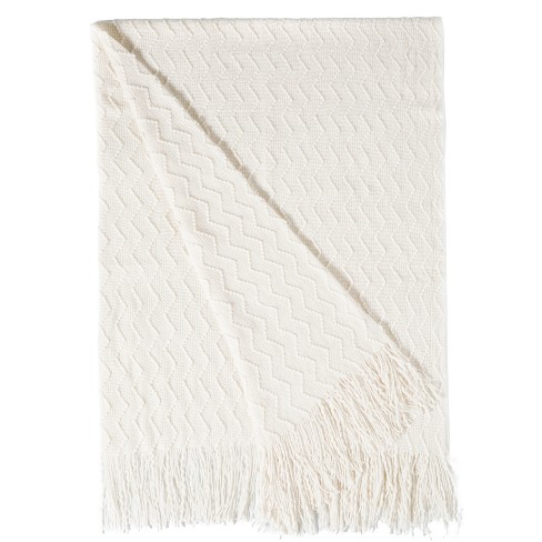 Deerlux Decorative Chevron Pattern Knit Throw Blanket With Chic Fringe ...