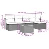 vidaXL Patio Sofa Set with Cushions Outdoor Furniture 6 Piece Poly Rattan - Gray - 3 of 4