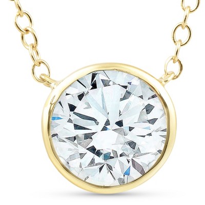 Pompeii3 1.88Ct Round Solitaire Diamond Bezel Pendant 14k Yellow Gold Lab Created
