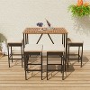 Yami Patio Acacia Wood Dining Bar set, Bar Height Table with Foldable Top, Four Stool with Cushion, Outdoor Furniture - Maison Boucle - 2 of 4