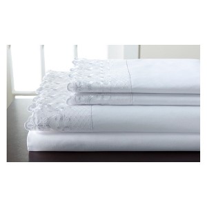 Hotel Lace Microfiber Sheet Set (King) White - Elite Home Products
