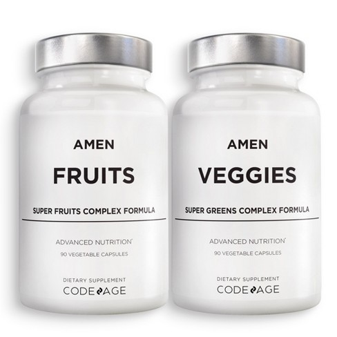 Amen Fruits + Veggies Vitamins Bundle Vegan Multivitamin Capsules Super ...