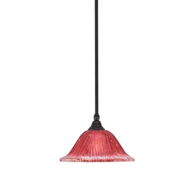 Toltec Lighting Any 1 - Light Pendant in  Dark Granite with 10" Raspberry Crystal Shade