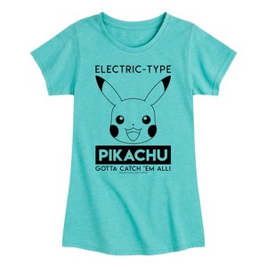 Girls' - Pokémon - Pikachu Electric-Type Gotta Catch 'Em All Fitted Short Sleeve Graphic T-Shirt - 1 of 4