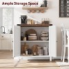 2 Pieces Modern Wooden Sideboard, Farmhouse Sideboard Buffet Cabinet with 2 Doors and Adjustable Shelves, Accent Entryway Console Cabinets - 3 of 4