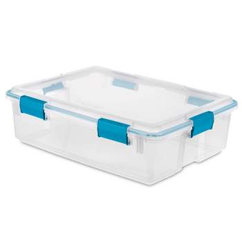 Sterilite Multipurpose Plastic Under-Bed Storage Tote Bins with Secure Gasket Latching Lids for Home Organization
