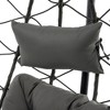 2 Persons Egg Chair with Stand Indoor Outdoor Swing Chair Patio Wicker Hanging Egg Chair Hanging Basket Chair with Stand - 2 of 3