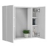 Vynxaria Double Door Medicine Cabinet in White, Featuring a Sleek Mirror and One External Shelf for Stylish Storage and Easy Access in Your Bathroom. - 4 of 4