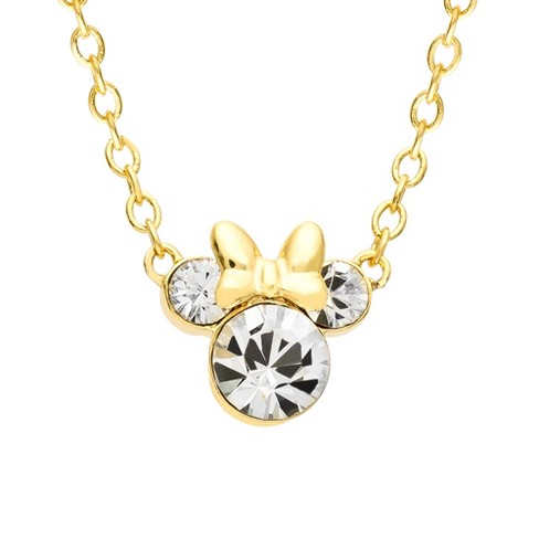 Disney Minnie Mouse Birthstone, Yellow Gold Plated Necklace April ...