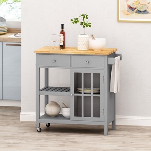 1 Door 1 Storage Drawer Kitchen Island Utility Storage Cart-Christopher Knight Home - 1 of 4