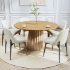 52 inch Round Natural Wood Color Dining Table with 6 White Dining chairs Suitable for Dining Room / Living Room - 2 of 4
