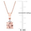 EVERLY JEWELRY | 10K Rose Gold Cushion Cut Checkerboard 0.95 CT TGW Morganite Pendant and Chain with Diamond Accent - 17 inch - 4 of 4