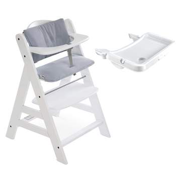 hauck High Chair Tray Table with Cup Holder, White and Deluxe Seat Cushion Pad, Grey for Wooden AlphaPlus and BetaPlus Wooden High Chair