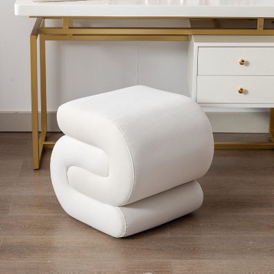 Ottoman Stool Footrest Modern S-Shape Makeup Stool, Upholstered Extra Seating For Living Room,Bedroom,Entryway-Maison Boucle