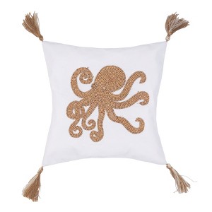 C&F Home Octopus Handmade Wood Beaded Throw Pillow - 1 of 4