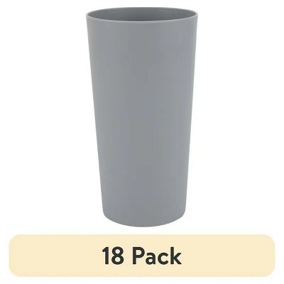Racxily (18 pack) Gray Round Plastic Tumbler, 26-Ounce