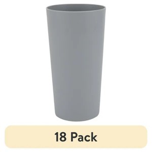Racxily (18 pack) Gray Round Plastic Tumbler, 26-Ounce - 1 of 4