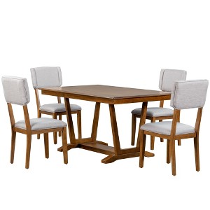 NicBex 5-Piece Dining Table Set for 4,Modern Kitchen 59 Inch Rectangular Dining Table with Wood Legs Dining Chairs - 1 of 4