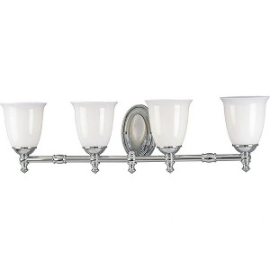 Progress Lighting, Victorian Collection, 4-Light Bath Fixture, Polished Chrome, Triplex Opal Glass Shade - 1 of 3